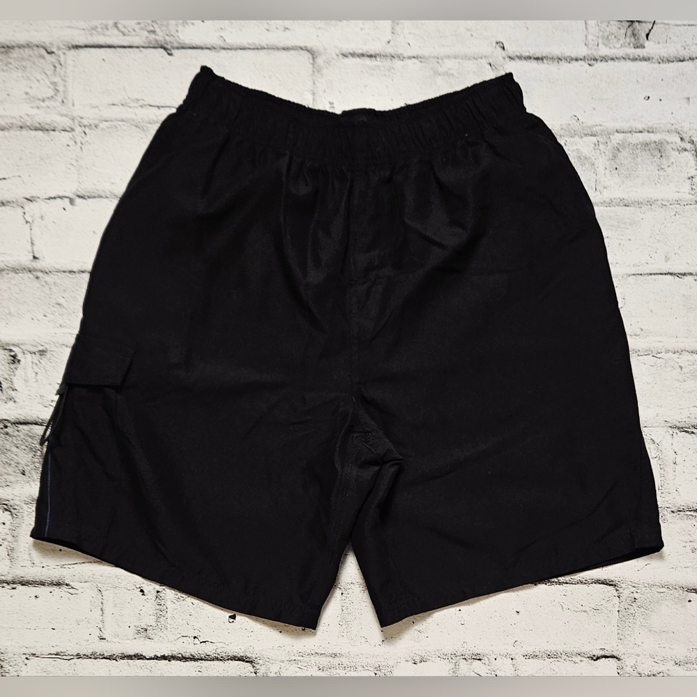 P3 Sportek Black Swim Shorts Mens Medium Elastic Waist Beach
